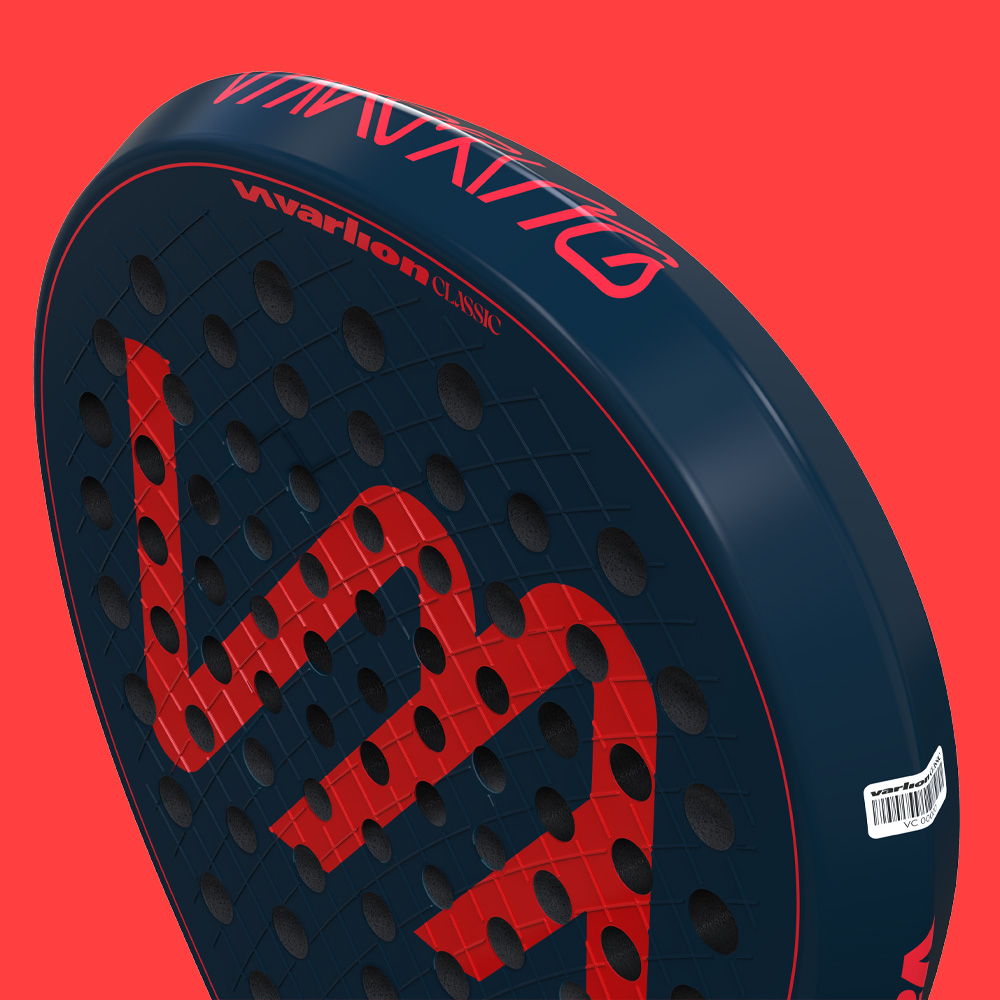Madring x Varlion Classic racket, Navy version, on a red background